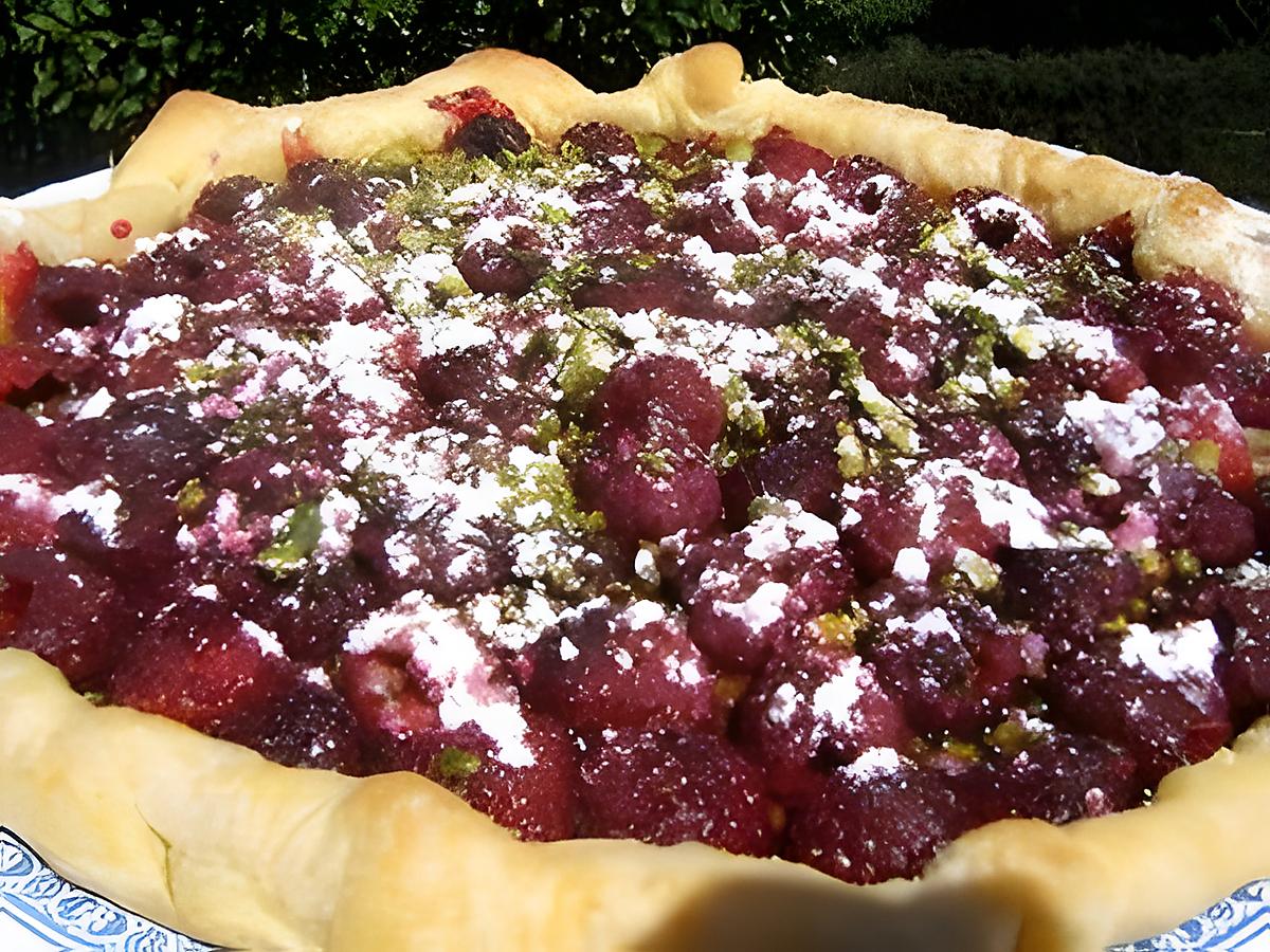 recette Tarte aux framboises et pistache