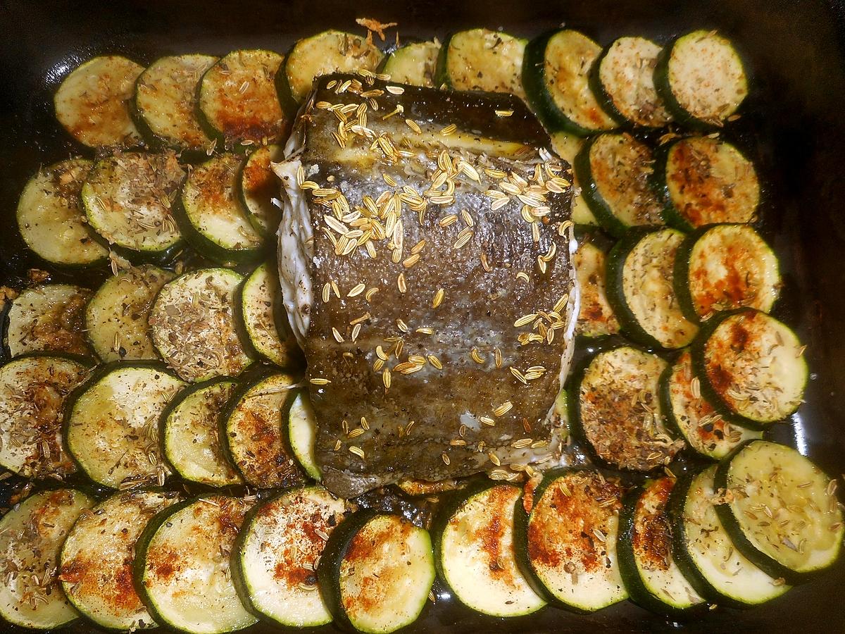 recette Cabillaud roti avec son tian de courgettes