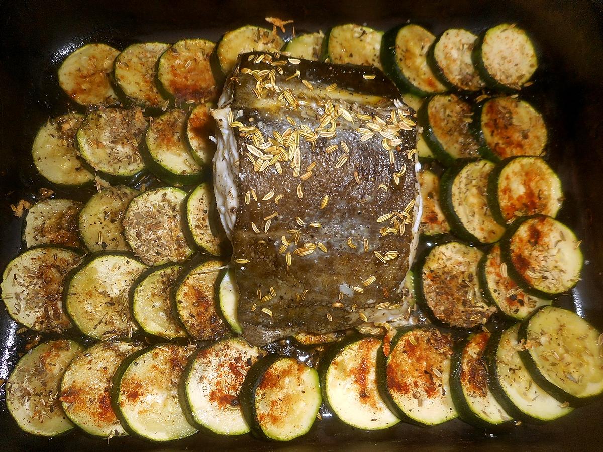 recette Cabillaud roti avec son tian de courgettes