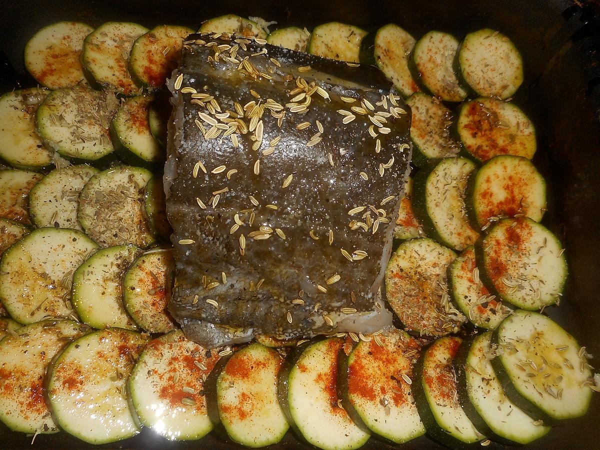 recette Cabillaud roti avec son tian de courgettes