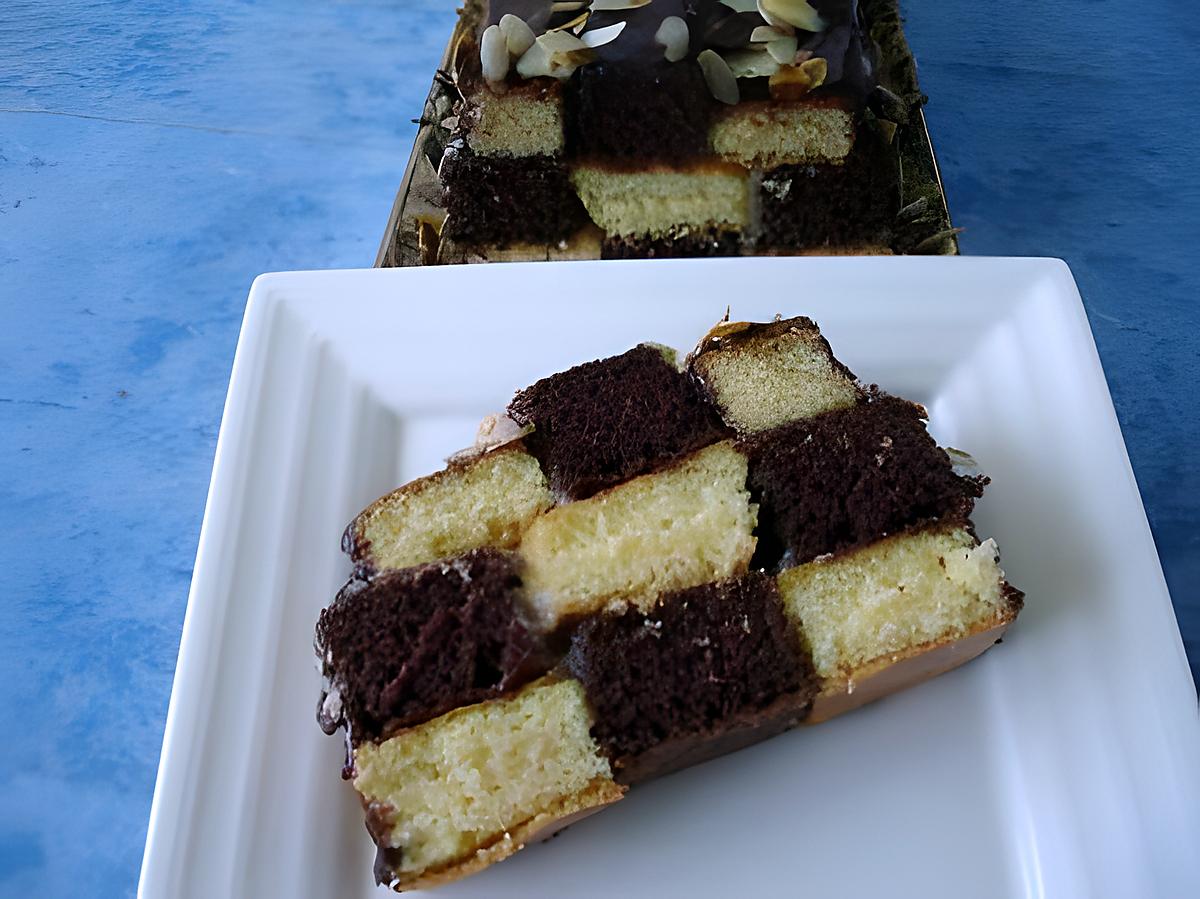 recette Bolo Xadrez (Gâteau aux petits carrés noir blanc )