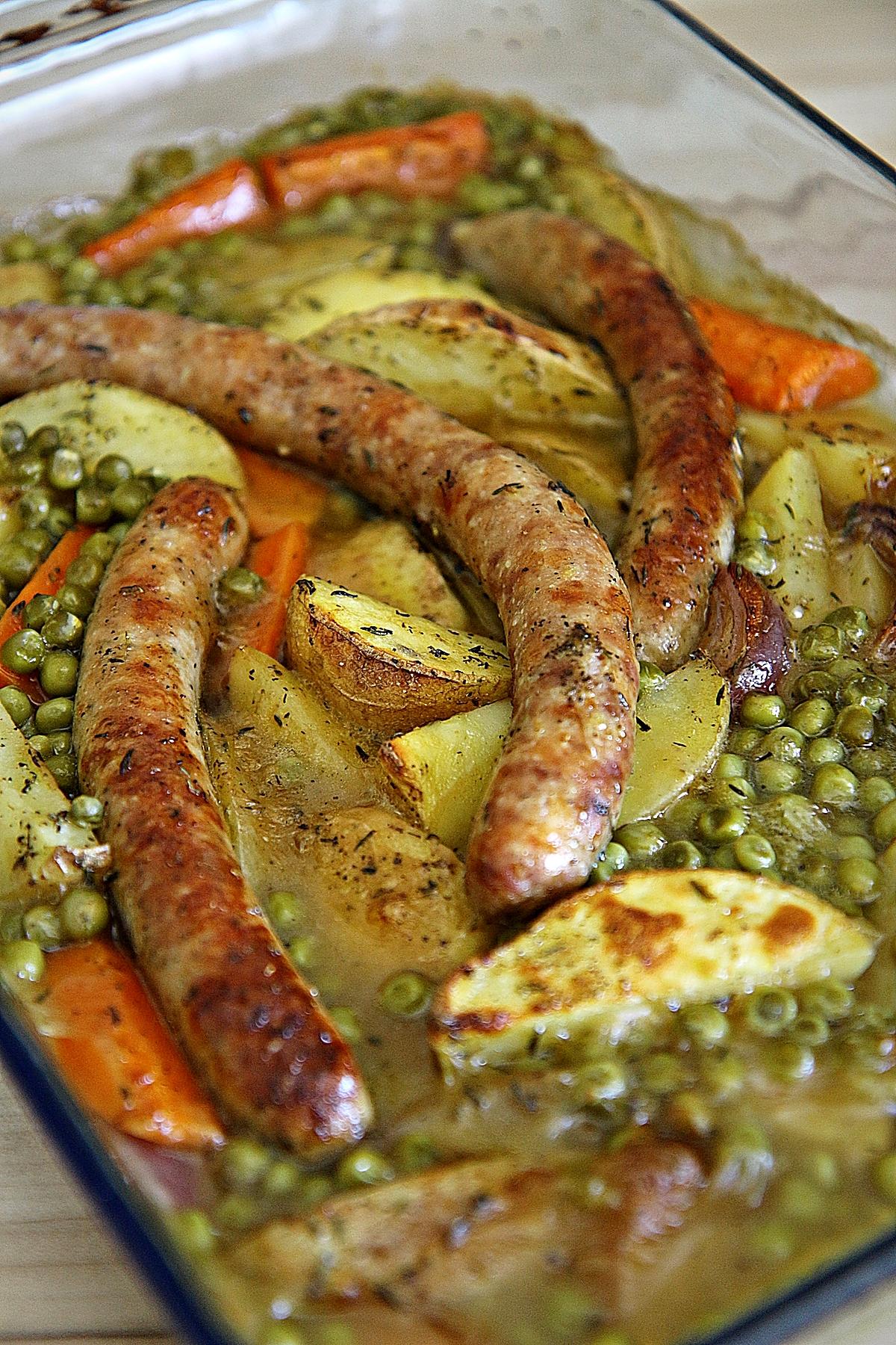 recette Légumes au four et ses saucisses