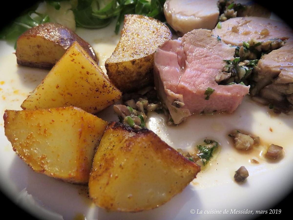 recette Filet de porc farci au  beurre de champignons + bis