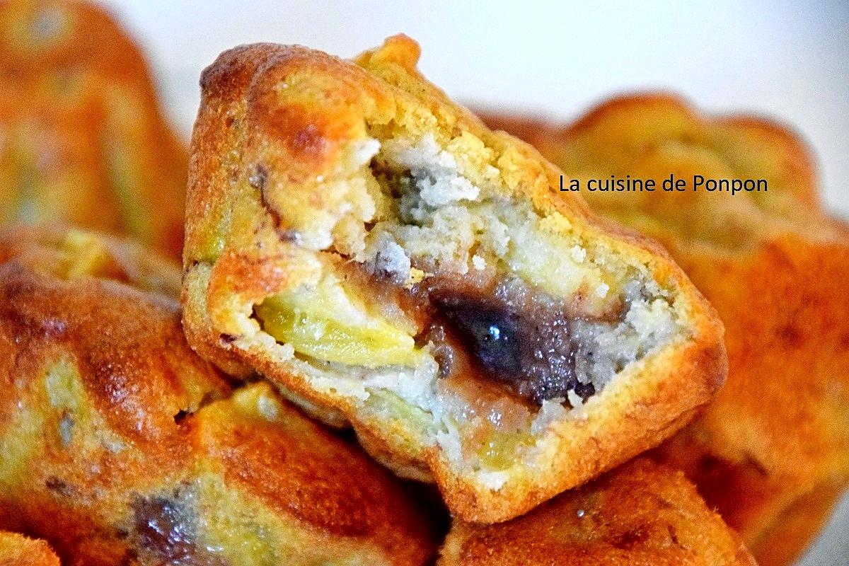 recette Muffin banane, pomme, poudre d'écorce de combava et son coeur marron