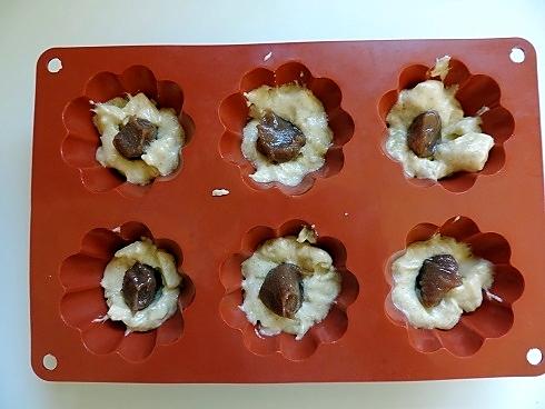 recette Muffin banane, pomme, poudre d'écorce de combava et son coeur marron