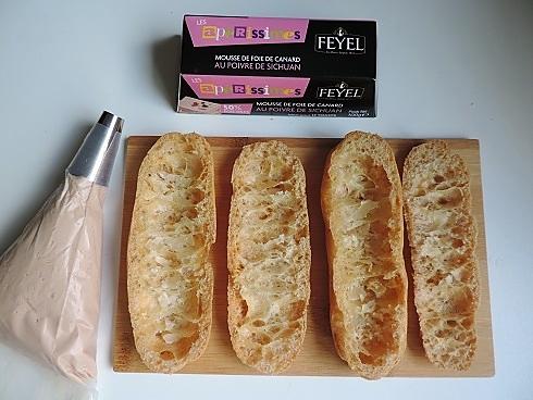 recette Éclair garni de mousse de foie gras au poivre de Sichouan