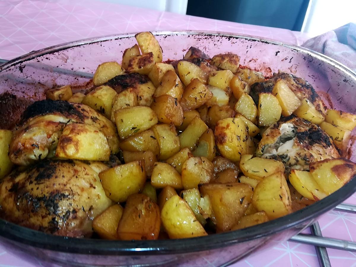 recette Poulet et pommes de terres rôtis