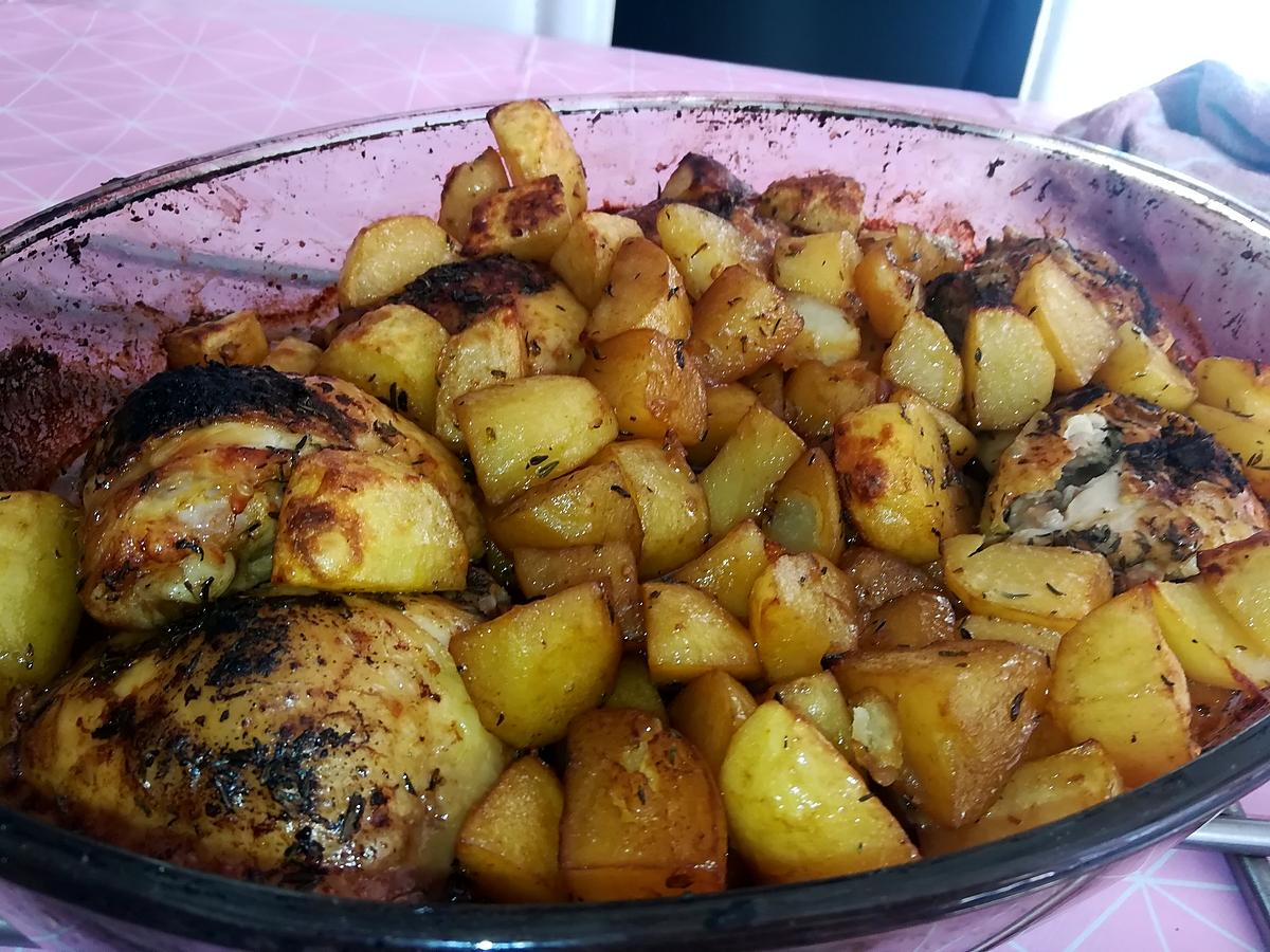 recette Poulet et pommes de terres rôtis