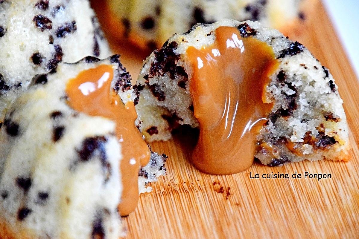 recette Financier aux vermicelles de chocolat et coeur à la confiture de lait