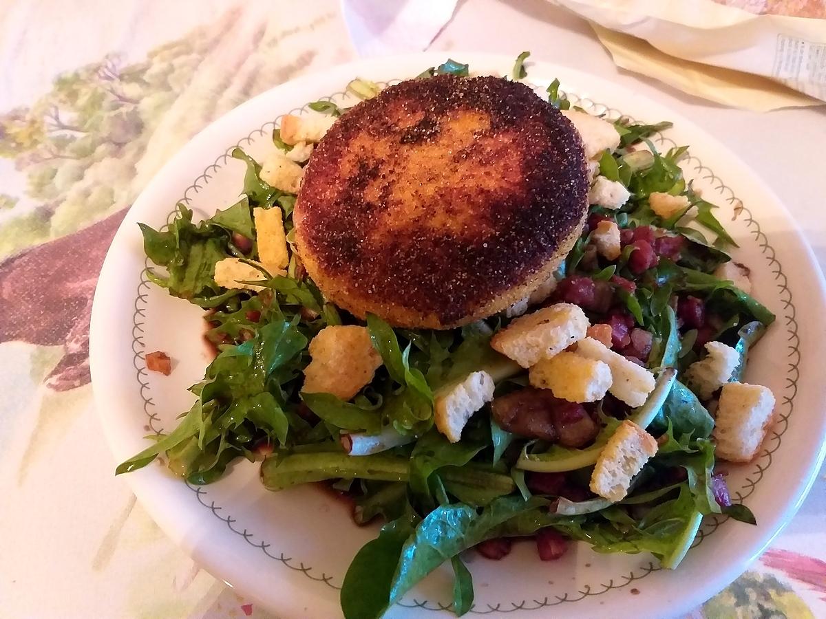 recette Salade de dent-de-lion et tomme panée