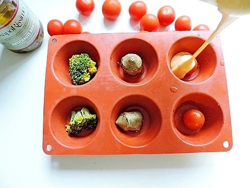 recette Muffins salés aux légumes: brocoli, tomate et artichaut, végétarien