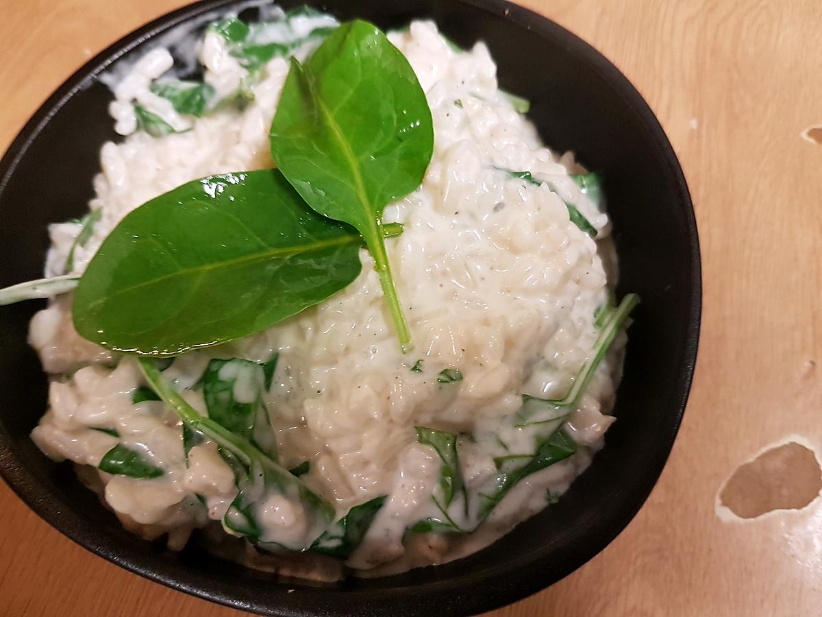 recette Risotto chèvre frais et pousses d'épinards