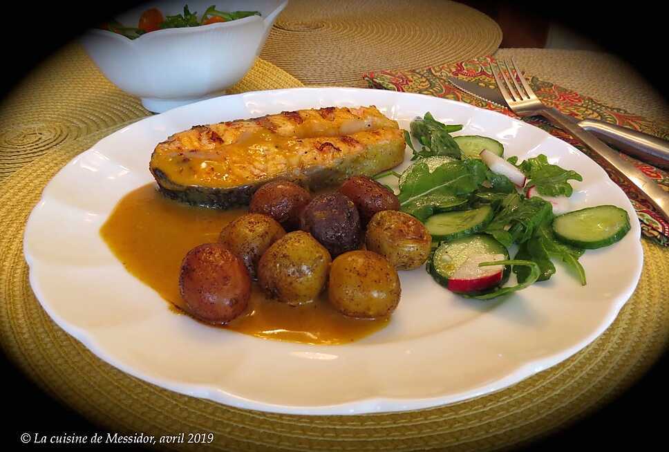 recette Darnes de saumon bbq, sauce clémentines au cari +