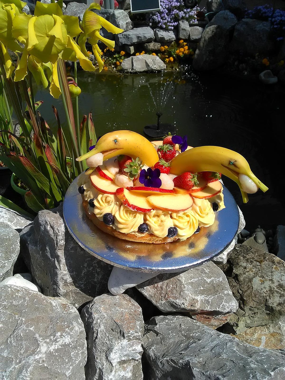 recette Gâteau deux  dauphins qui fait rêver  aux fruits frais   ......