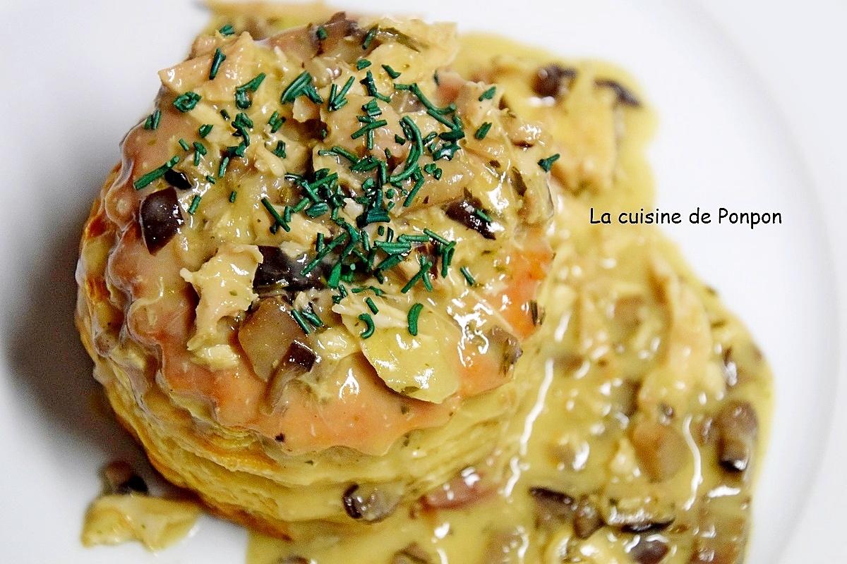 recette Vol au vent aux restes de poulet et champignons des bois