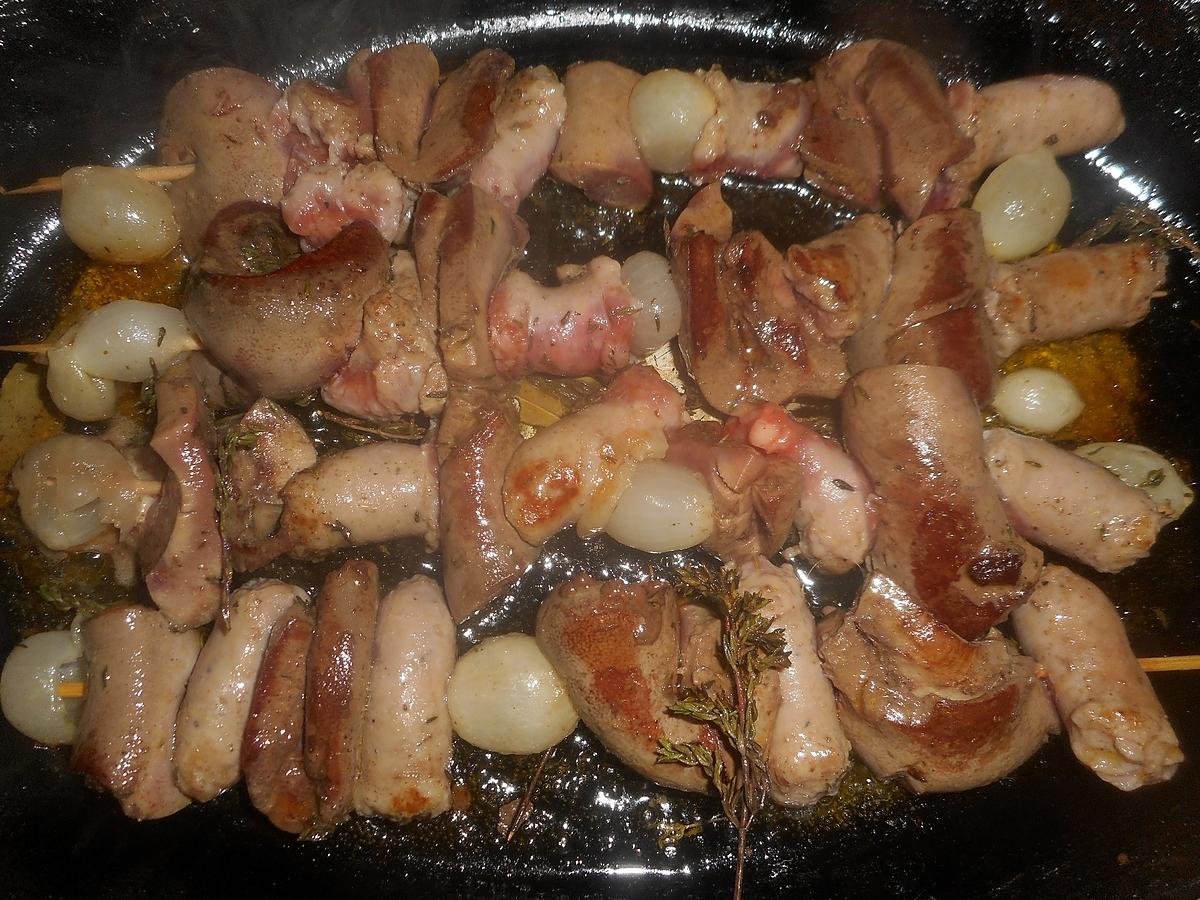 recette Brochettes de rognons de porc et chipolatas