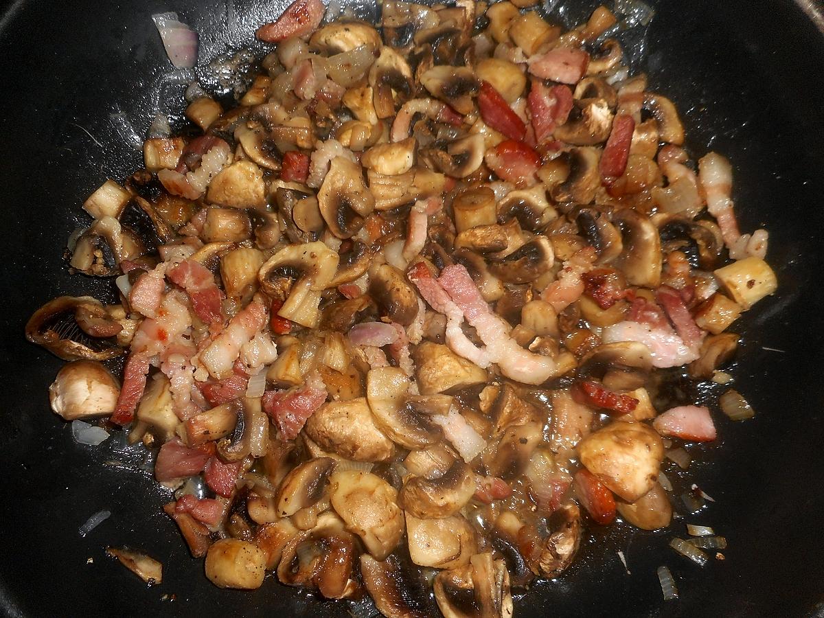 recette Mulet roti aux champignons et lardons