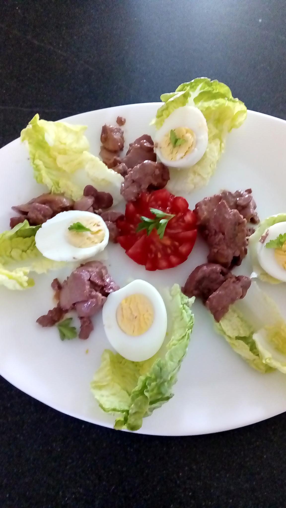 recette salade aux foie de volailles confit