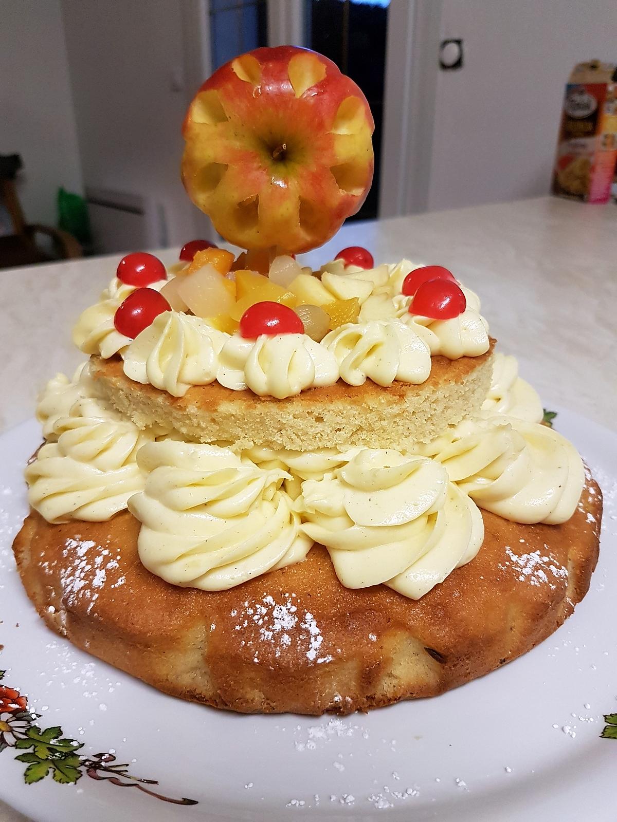 recette Gâteau  de l'amitié Jacqueline & Yves  au cocktail de fruits & pommes