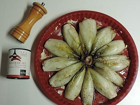 recette Tatin d'endives à la cassonade et moutarde douce, végétarien