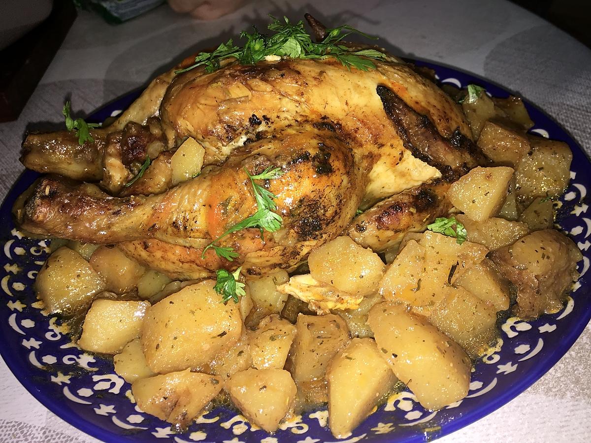 recette POULET RÔTI AUX POMMES DE TERRE