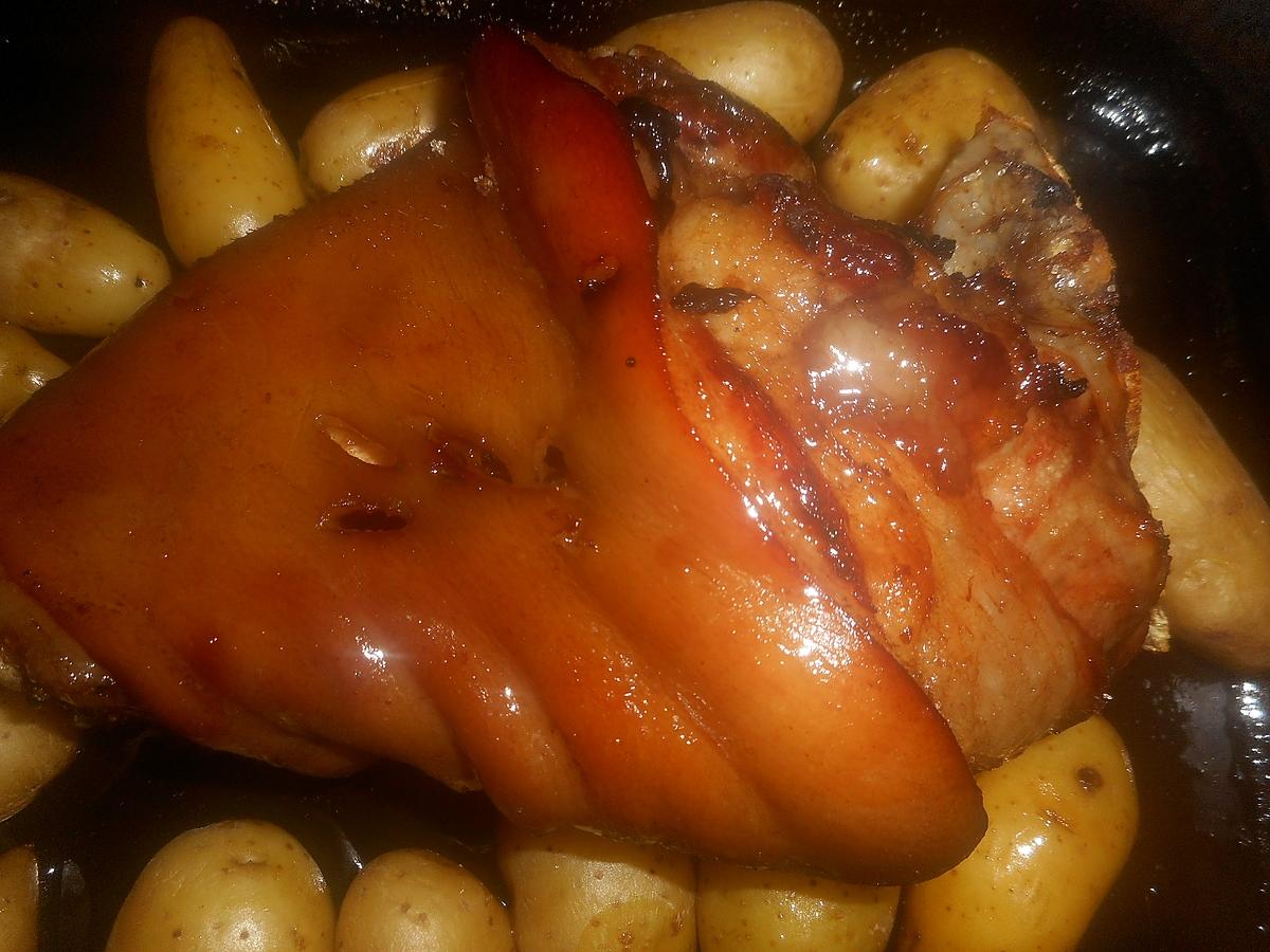 recette Jarret de porc laqué au miel aux rattes