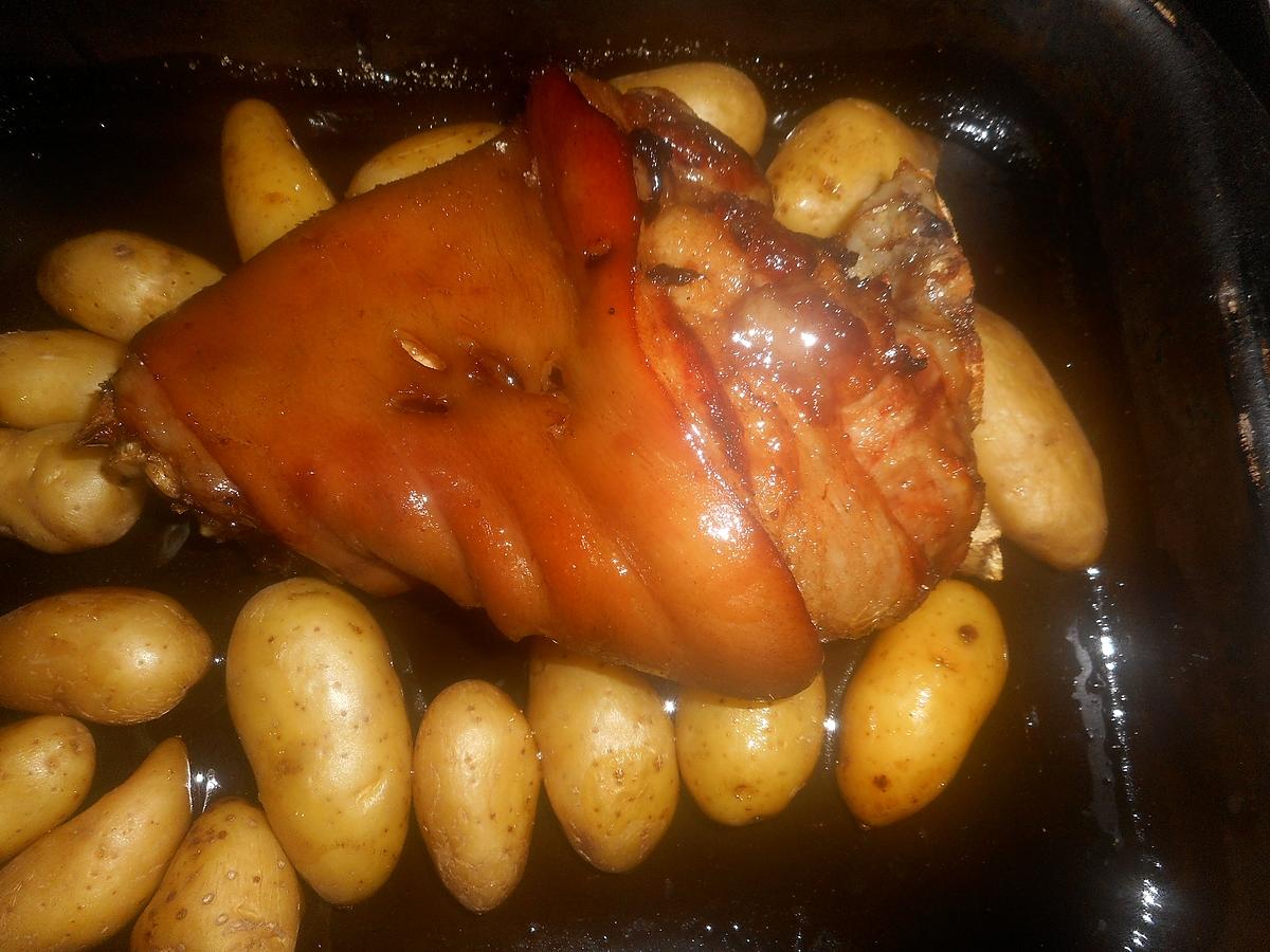 recette Jarret de porc laqué au miel aux rattes