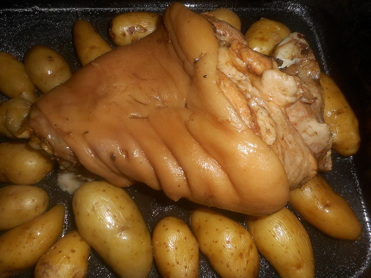 recette Jarret de porc laqué au miel aux rattes