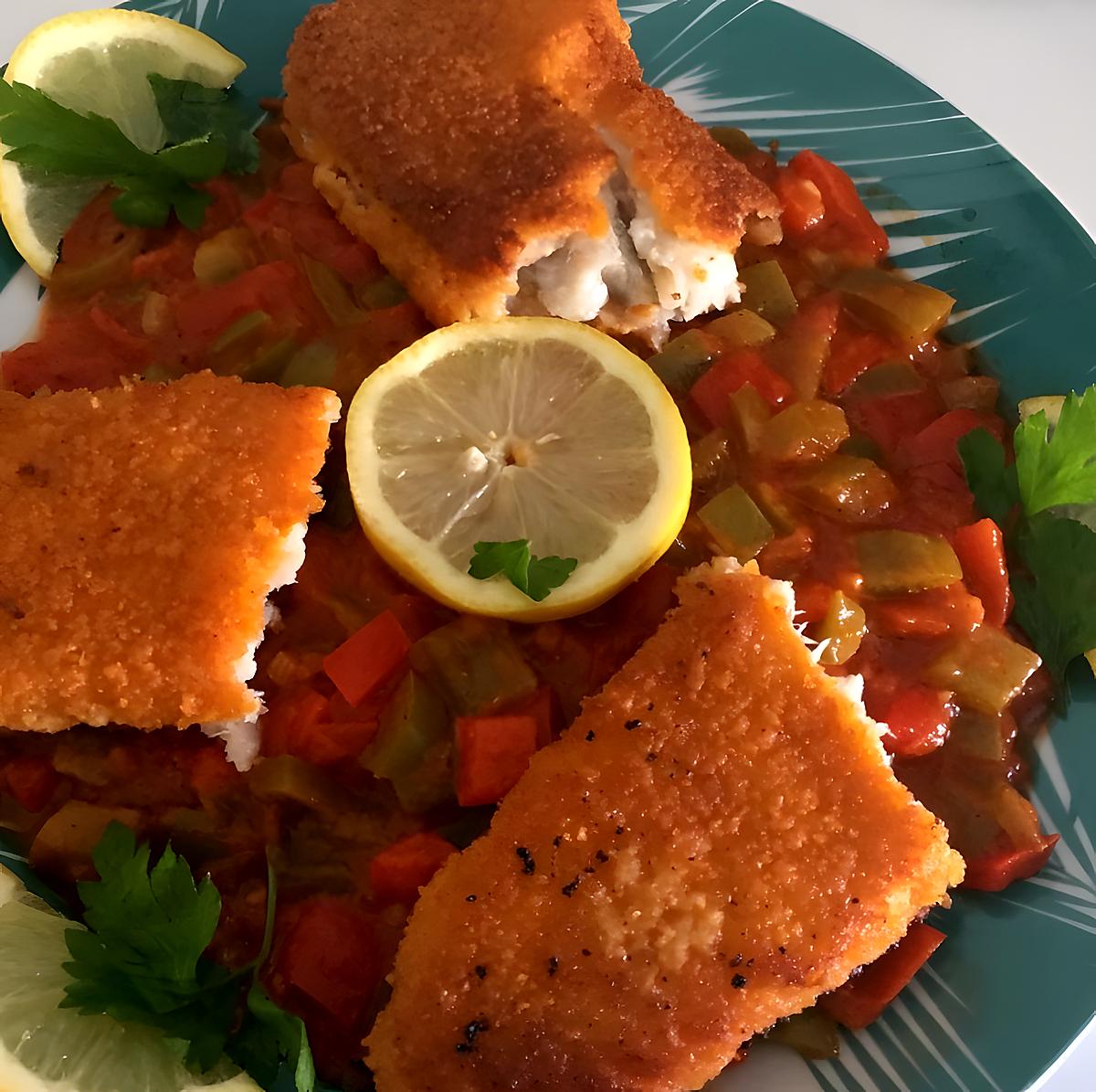 recette FILET DE POISSON PANÉ AVEC SAUCE