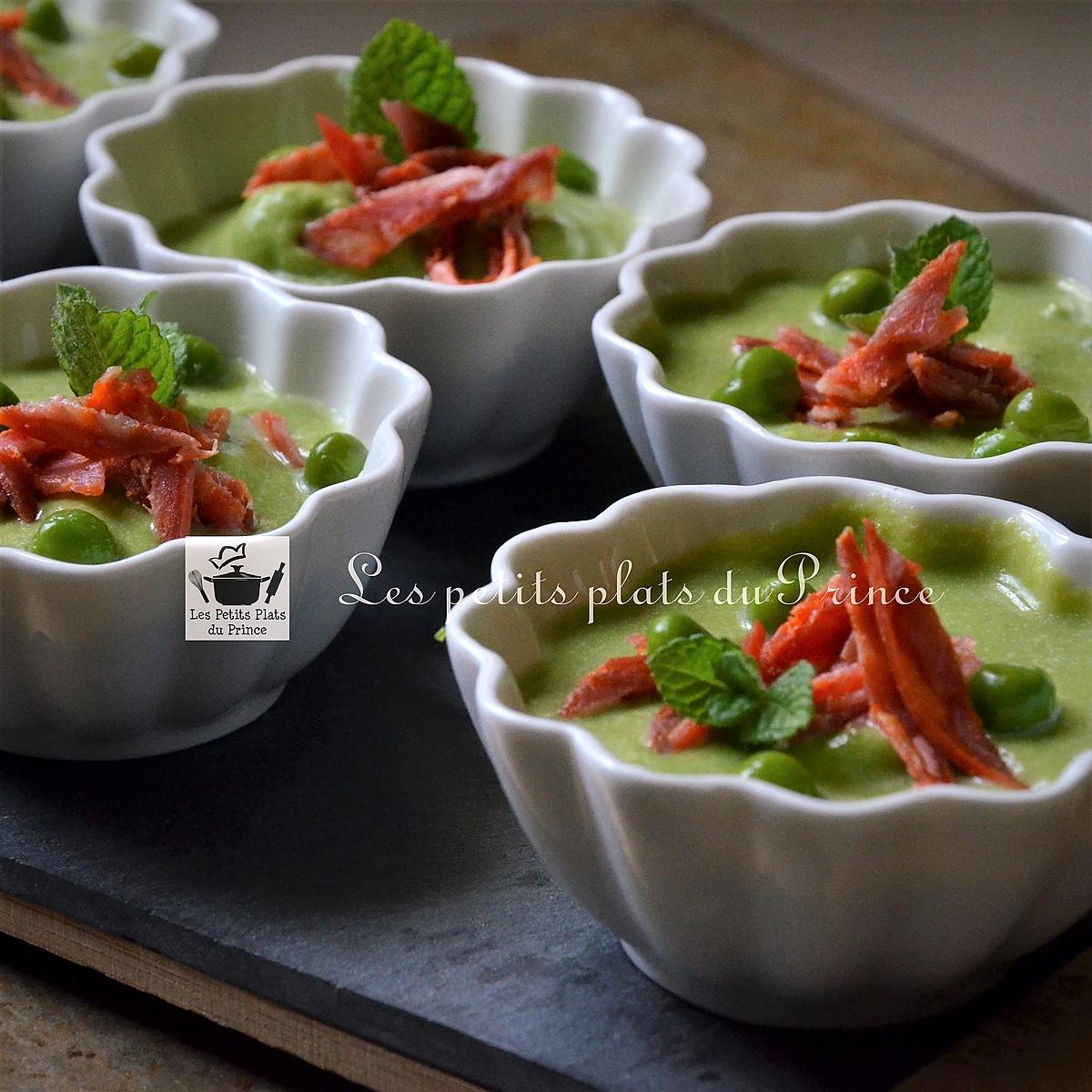 recette Verrines vertes petits pois, menthe et chorizo