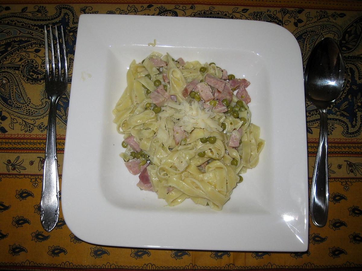 recette Tagliatelles au mascarpone et petits pois