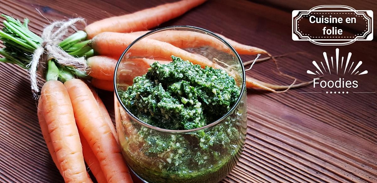 recette Pesto de fanes de carottes aux noix de cajou