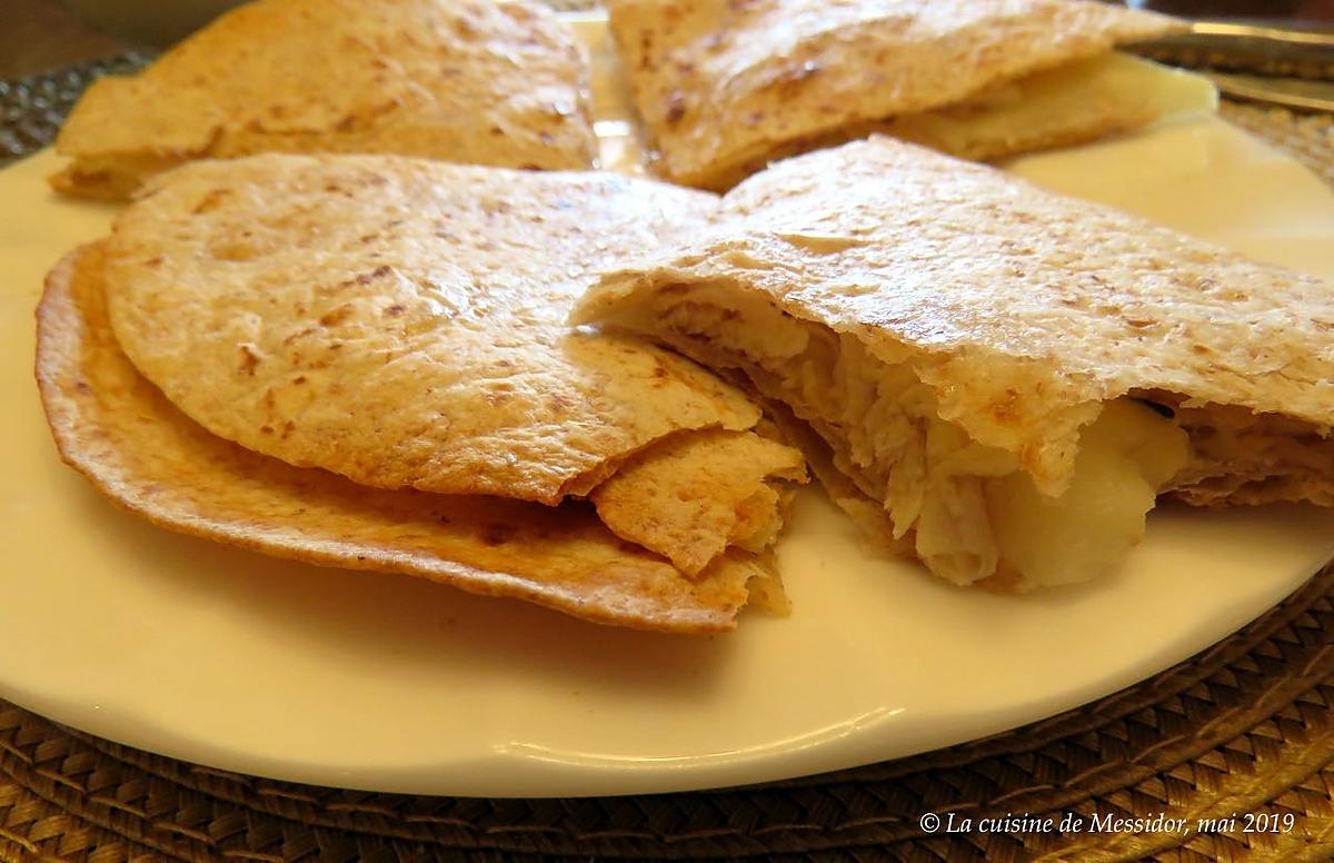 recette Quesadillas au poulet, à la pomme et au fromage +