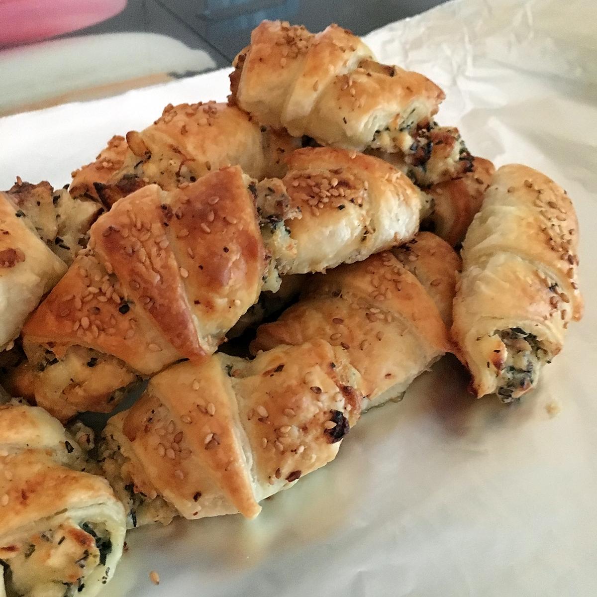 recette Croissants feuilletés au poulet et au chèvre