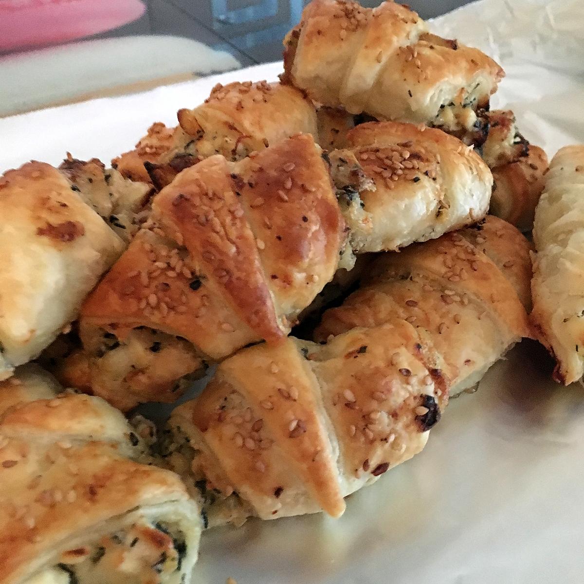 recette Croissants feuilletés au poulet et au chèvre