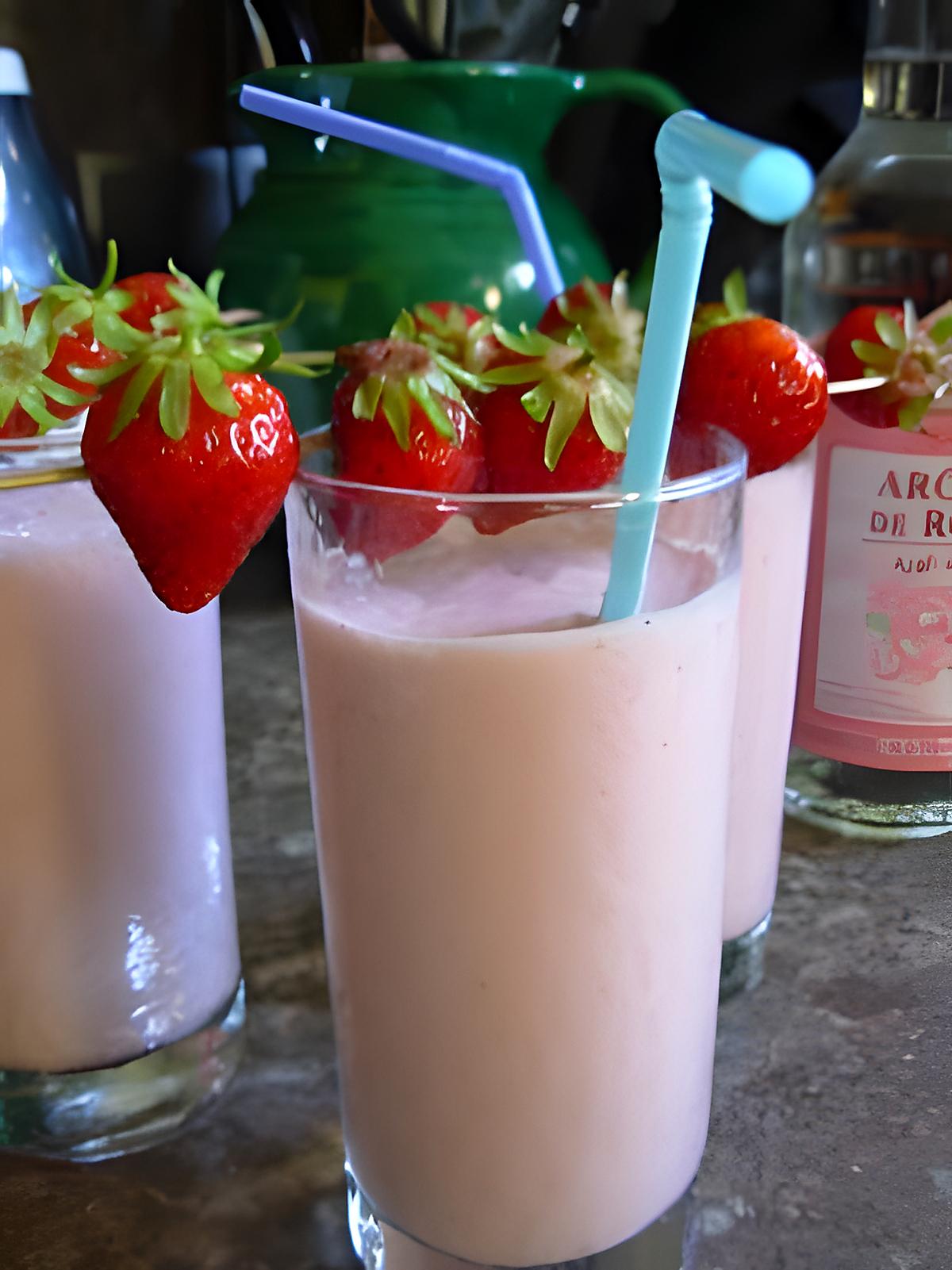 recette Milk shake à la fraise, saveur de rose.