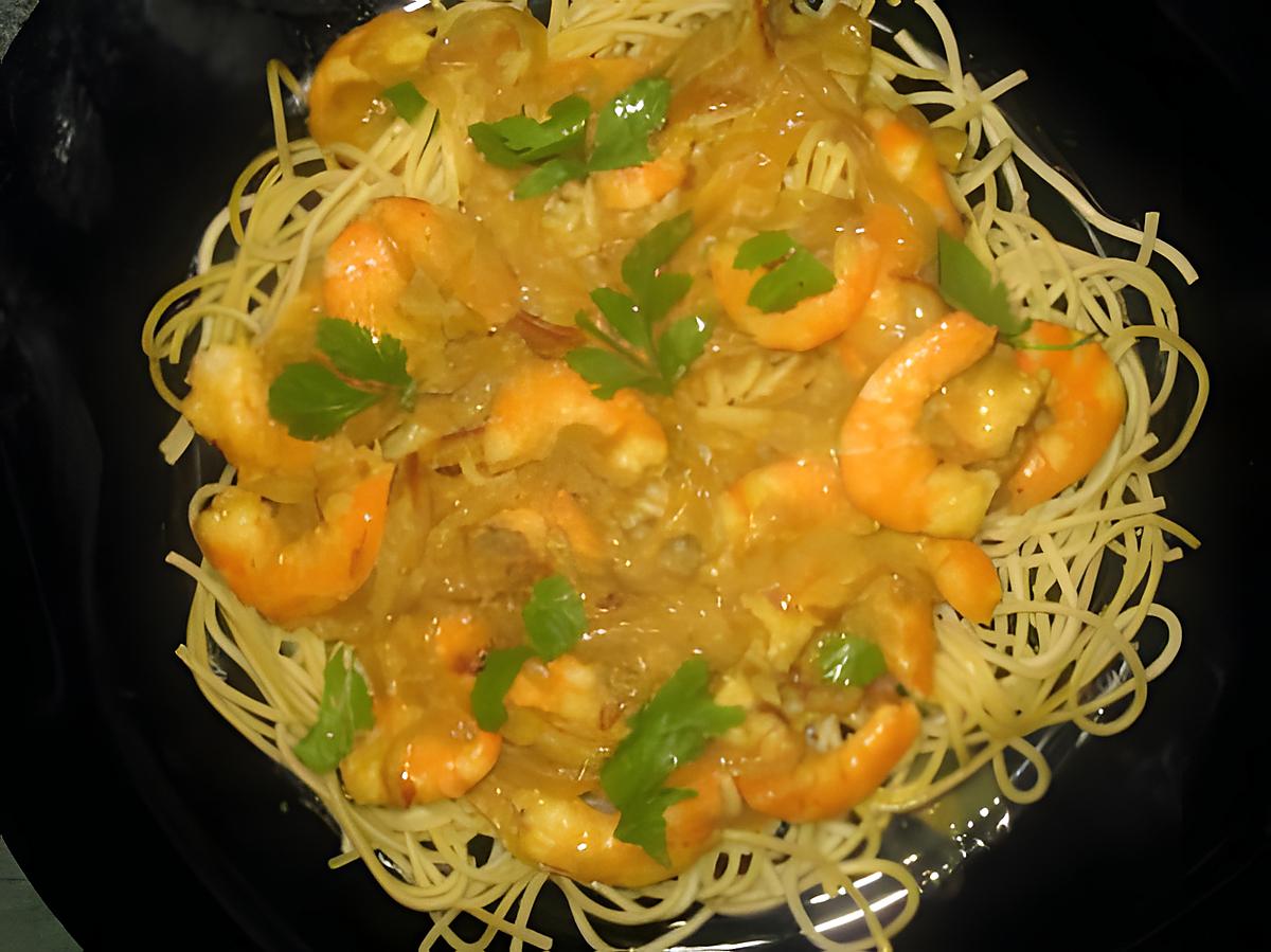 recette spaghettis aux crevettes sauce coco