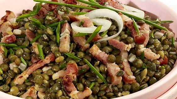 recette SALADE DE LENTILLES BLONDES AUX OIGNONS ET BACON