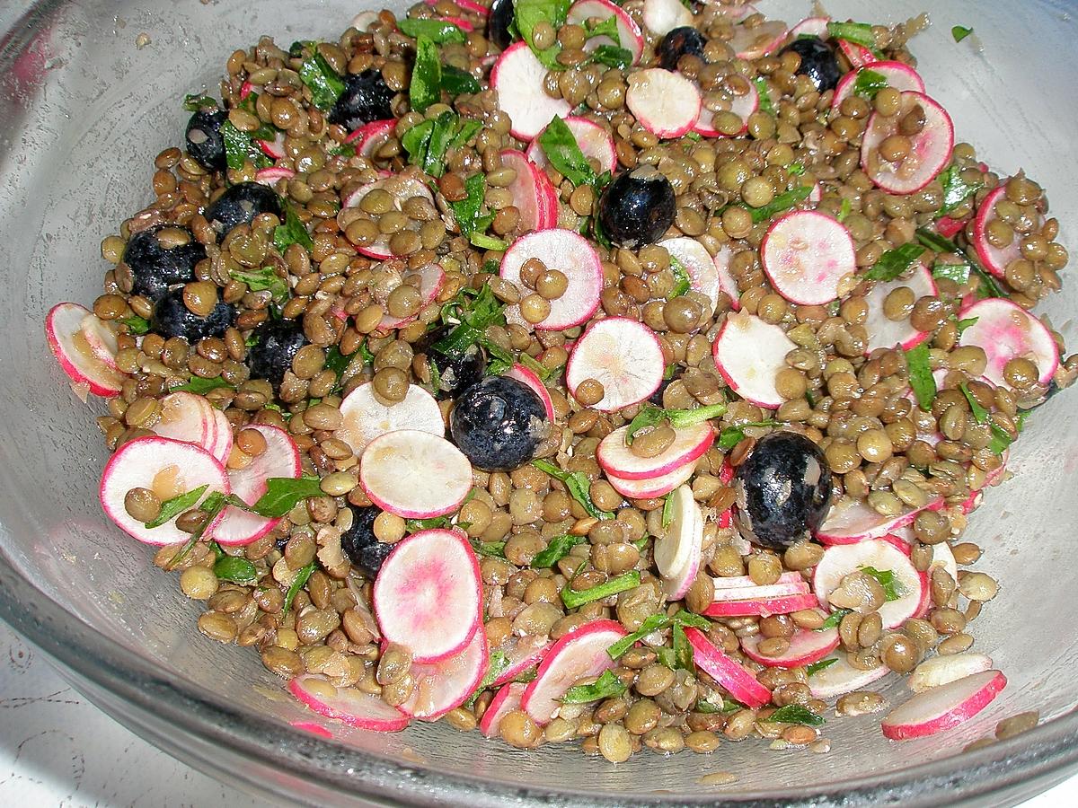 recette Salade de lentilles aux myrtilles et radis