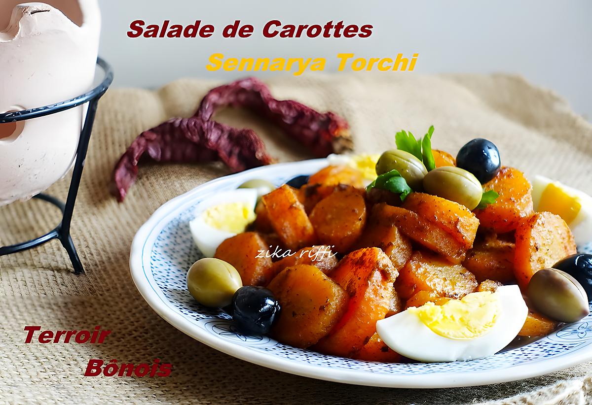 recette SALADE DE CAROTTES A LA CHARMOULA ( SENNARYA TORCHI )
