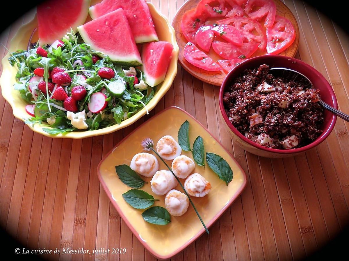 recette Menu fraîcheur avec pétoncles et bol de quinoa +