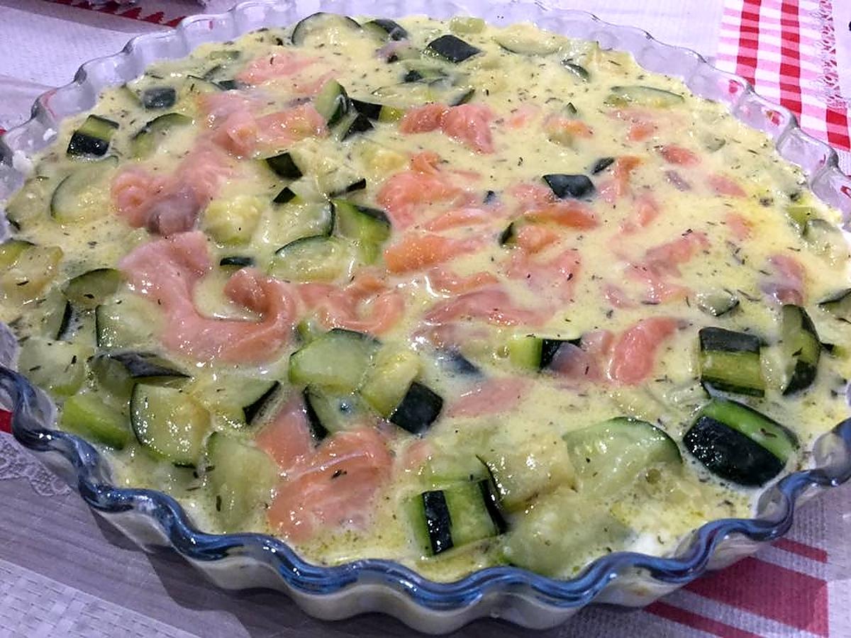 recette CLAFOUTIS COURGETTES ET SAUMON FUME