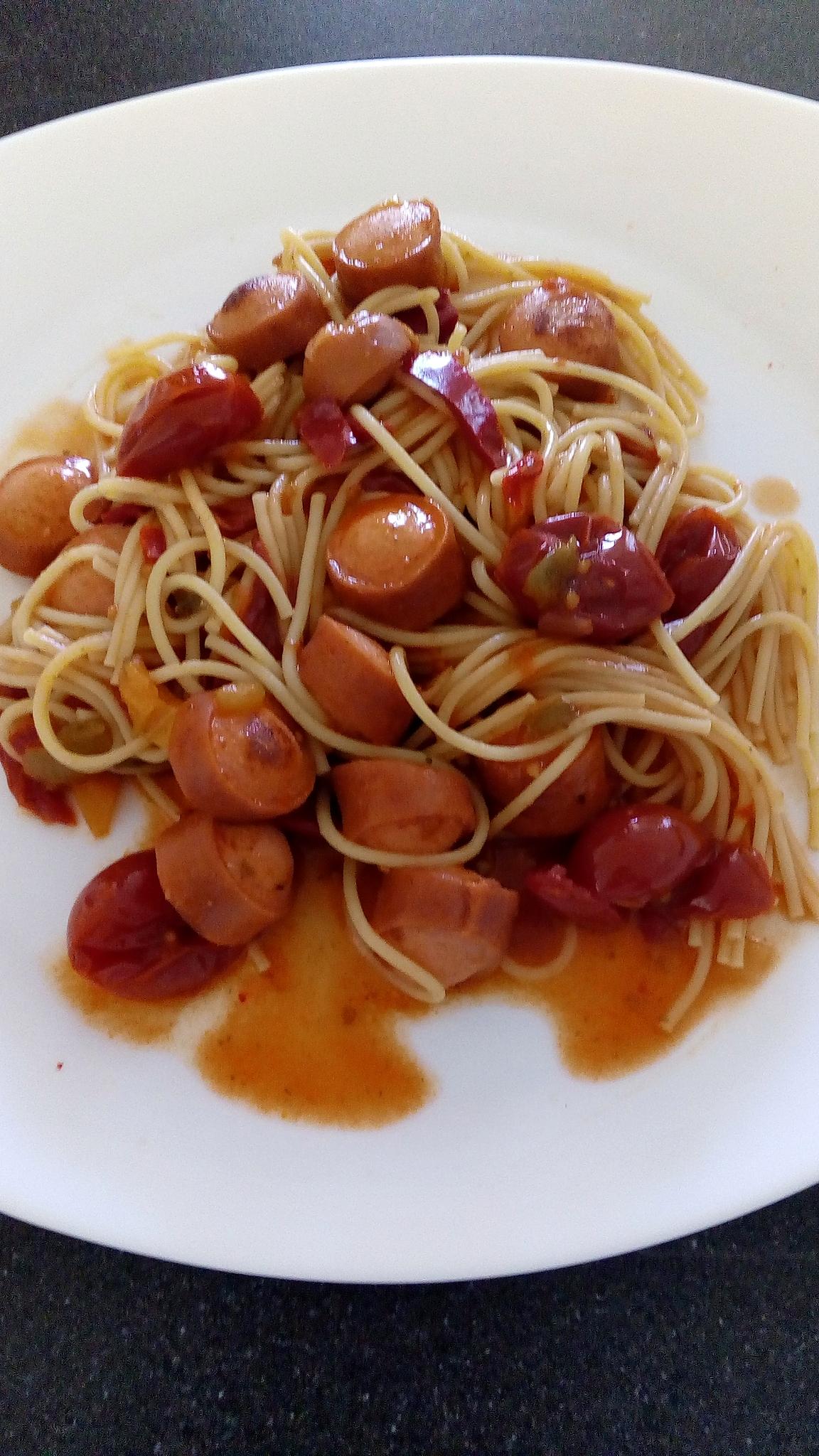 recette spaghetti aux knacki fumé