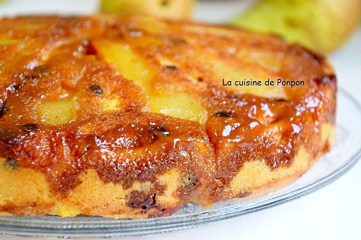 recette Gâteau aux poires parfumées à la liqueur de poires Williams et caramélisées