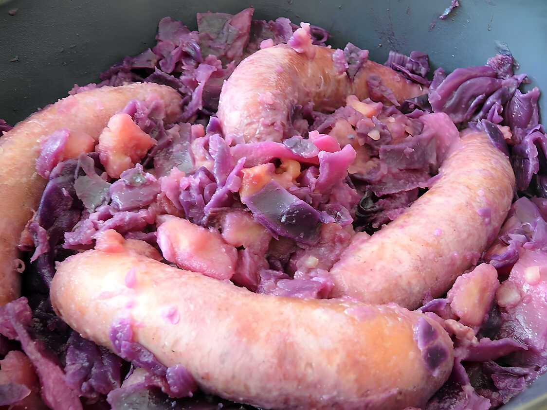 Recette de Grosse saucisse choux rouge