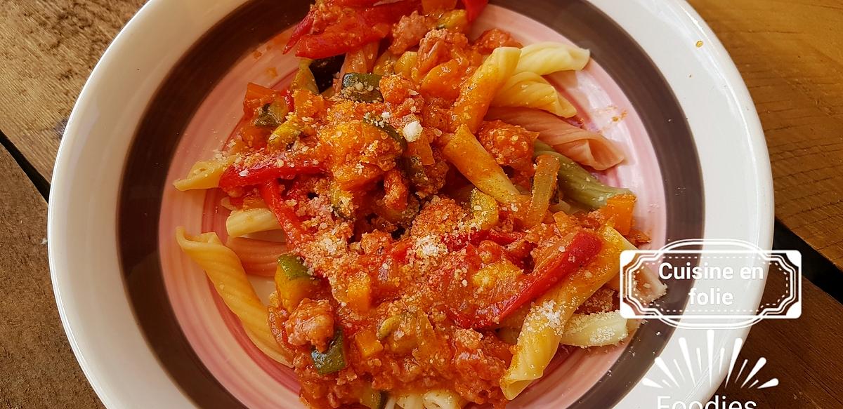 recette Pâtes à la saucisse italienne poivrons-piment ou pas