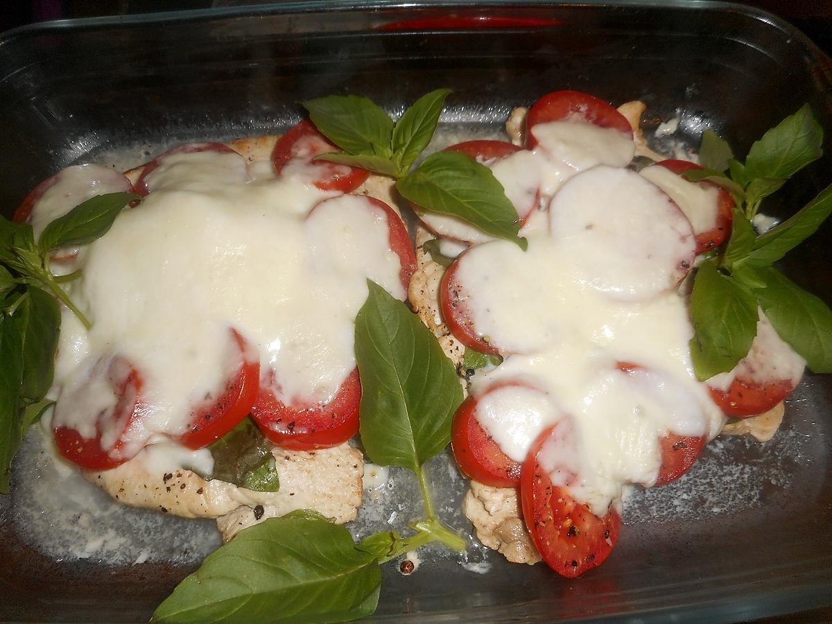 recette Escalope de dinde,tomates mozzarella