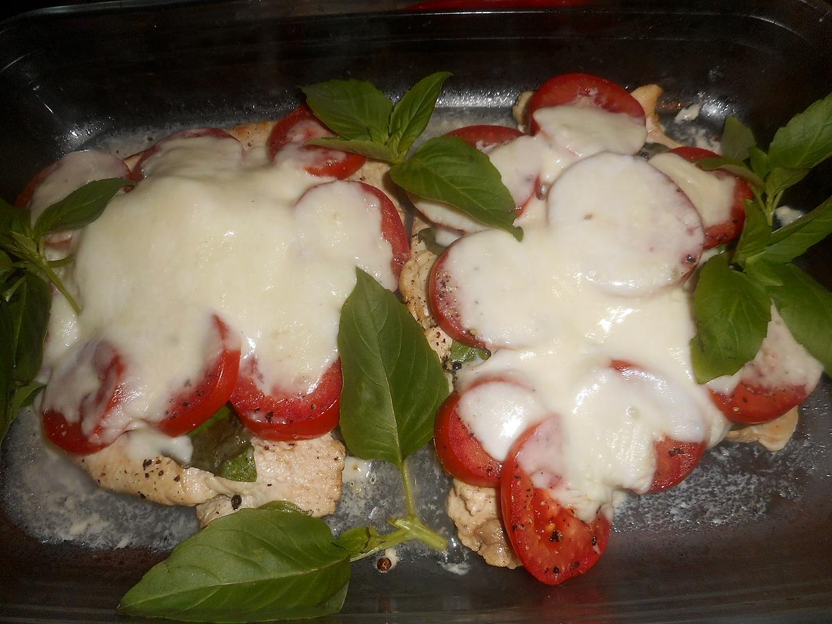 recette Escalope de dinde,tomates mozzarella