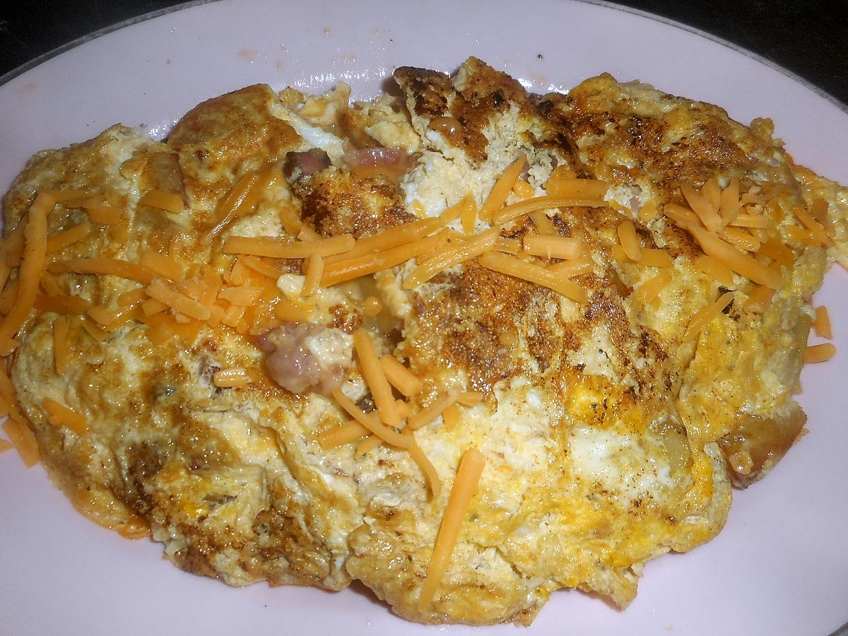 recette Omelette pommes de terre,lardons,cheddar