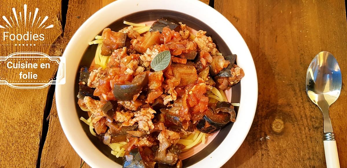 recette Pâtes toutes simples viande de veau et aubergines